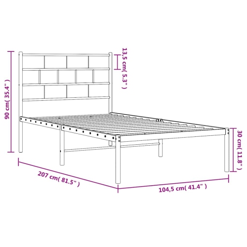vidaXL White Metal Twin XL Bed Frame with Headboard, Heavy-Duty, Under-Bed Storage, No Mattress