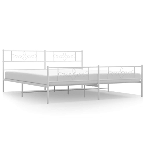 VIDAXL  12" King Size Metal Bed Frame With Headboard & Footboard No Mattress In White
