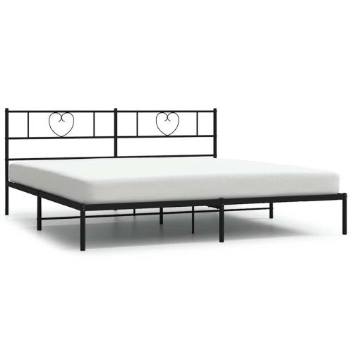VIDAXL  King Metal Bed Frame With Headboard, Sturdy Steel, Black, No Mattress