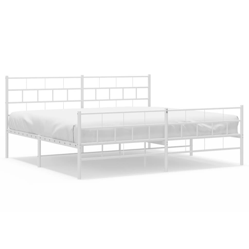 VIDAXL  Metal California King Bed Frame With Headboard, Heavy-Duty, Under-Bed Storage, No Mattress