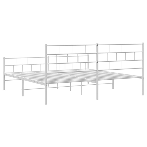 vidaXL Metal California King Bed Frame with Headboard, Heavy-Duty, Under-Bed Storage, No Mattress
