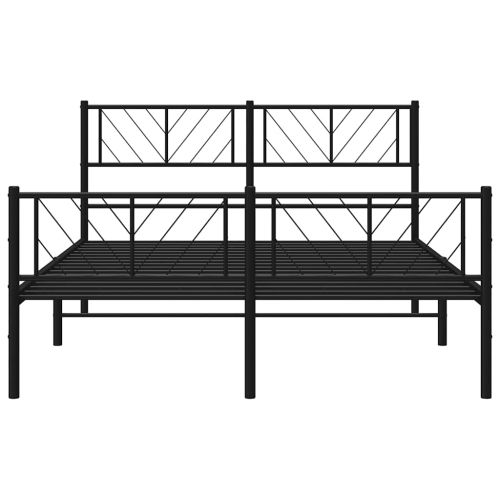 vidaXL Queen Metal Bed Frame with Headboard & Footboard, Sturdy Steel, Black, No Mattress