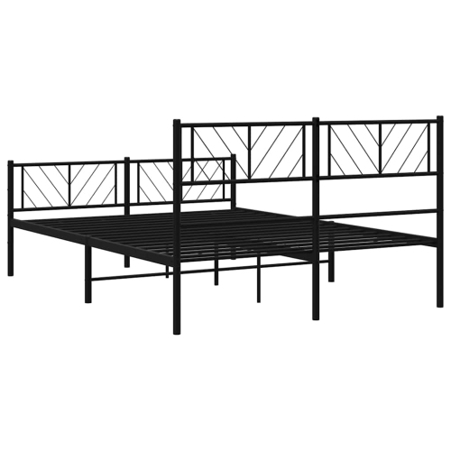 vidaXL Queen Metal Bed Frame with Headboard & Footboard, Sturdy Steel, Black, No Mattress