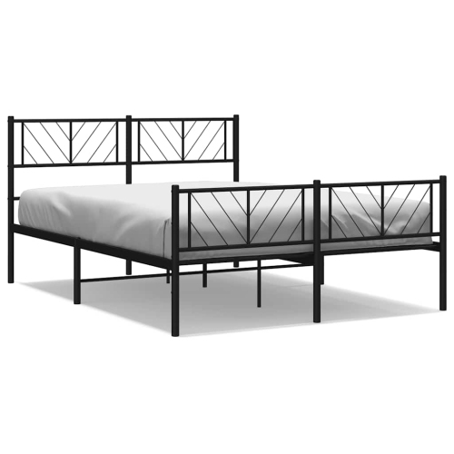 VIDAXL  Full Metal Bed Frame With Headboard & Footboard, Sturdy Steel, Black, No Mattress