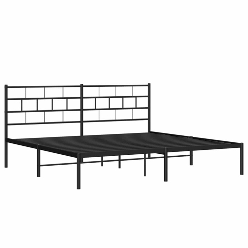 vidaXL Metal California King Bed Frame with Headboard, Heavy-Duty, Under-Bed Storage, No Mattress