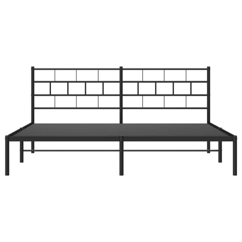 vidaXL Metal California King Bed Frame with Headboard, Heavy-Duty, Under-Bed Storage, No Mattress