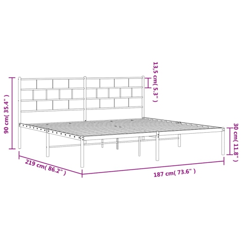 vidaXL Metal California King Bed Frame with Headboard, Heavy-Duty, Under-Bed Storage, No Mattress