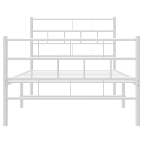 vidaXL White Metal Twin XL Bed Frame with Headboard, Heavy-Duty, Under-Bed Storage, No Mattress