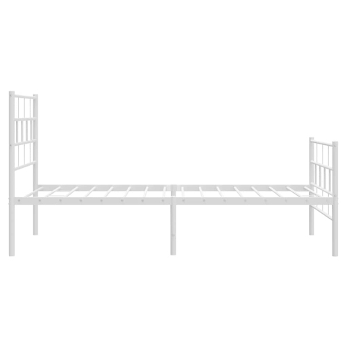 vidaXL White Metal Twin XL Bed Frame with Headboard, Heavy-Duty, Under-Bed Storage, No Mattress