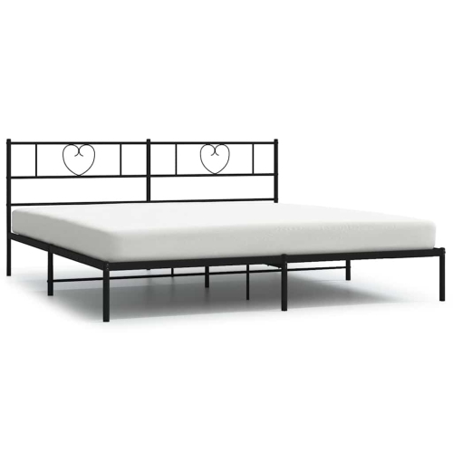 VIDAXL  California King Metal Bed Frame With Headboard, Sturdy Steel, Black, No Mattress