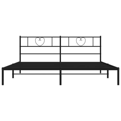 vidaXL California King Metal Bed Frame with Headboard, Sturdy Steel, Black, No Mattress
