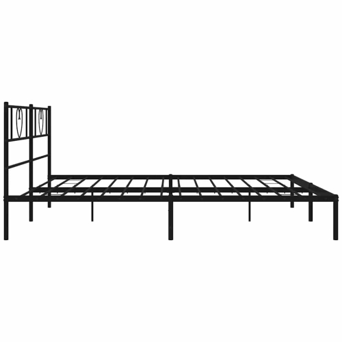 vidaXL California King Metal Bed Frame with Headboard, Sturdy Steel, Black, No Mattress