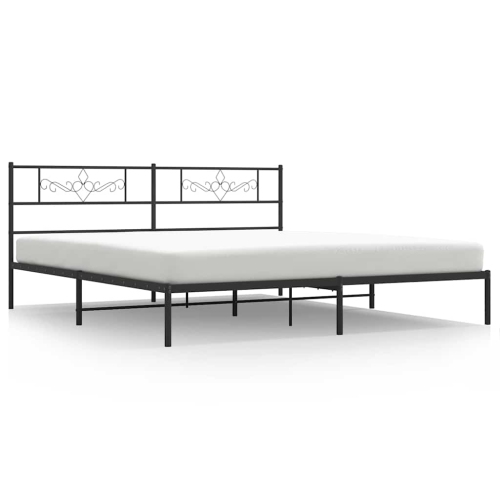vidaXL 12" Black King Size Metal Bed Frame with Headboard No Mattress