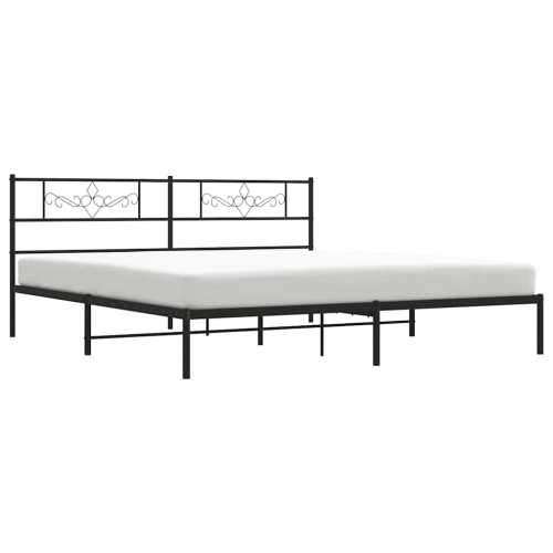 vidaXL 12" Black King Size Metal Bed Frame with Headboard No Mattress