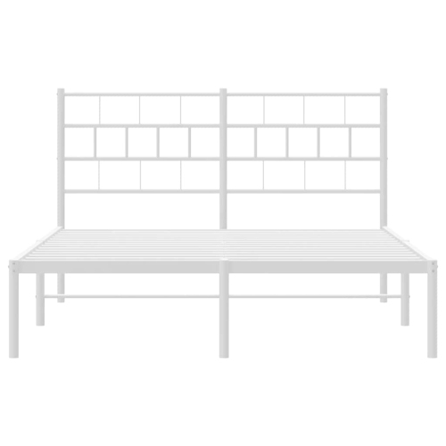 vidaXL White Metal Full Bed Frame with Headboard, Heavy-Duty, Under-Bed Storage, No Mattress