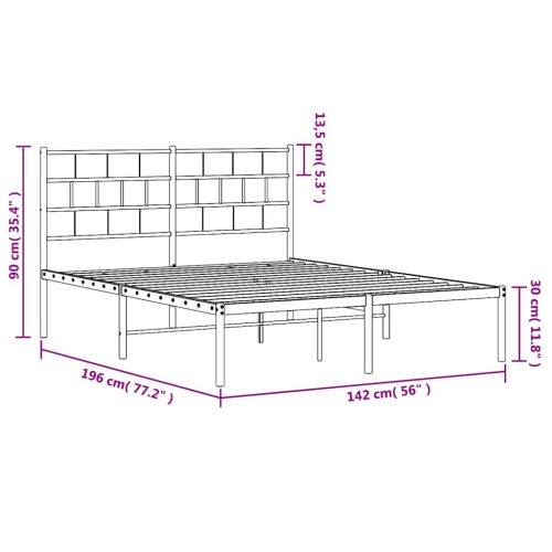 vidaXL Black Metal Full Bed Frame with Headboard, Heavy-Duty, Under-Bed Storage, No Mattress