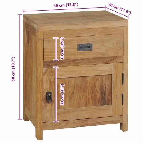 vidaXL Bedside Cabinet Solid Teak 40x30x50 cm