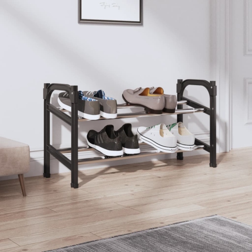 vidaXL Extendable Shoe Rack with 2 Shelves 119x24x37 cm