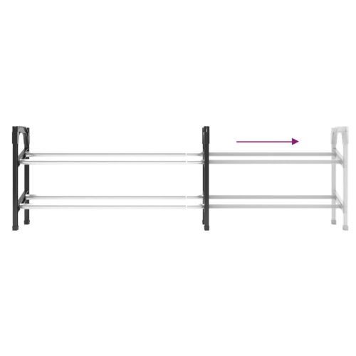 vidaXL Extendable Shoe Rack with 2 Shelves 119x24x37 cm