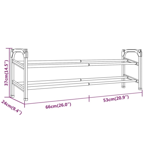 vidaXL Extendable Shoe Rack with 2 Shelves 119x24x37 cm