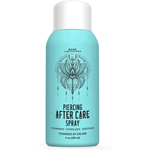 Base Labs Piercing Aftercare Spray 4oz - Cleanses, Sterilizes & Soothes - Saline Solution