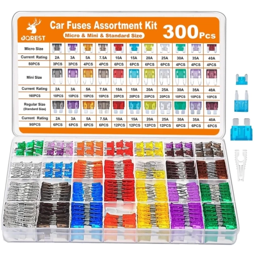 Ultimate 300Pcs Car Fuse Assortment Kit: 160 Mini Blade Fuses, 90 Standard Auto Fuses, 50 Micro Fuses + Puller - Ideal for Car, RV, Truck, Motorcycle
