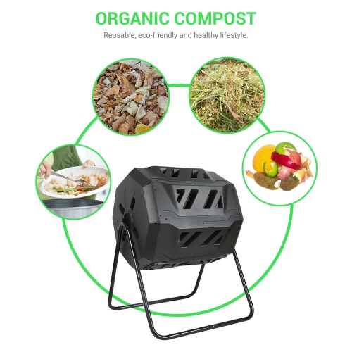 43 Gallon Tumbling Composter Dual Rotating Batch Compost Bin for Outdoor Garden