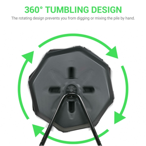 43 Gallon Tumbling Composter Dual Rotating Batch Compost Bin for Outdoor Garden