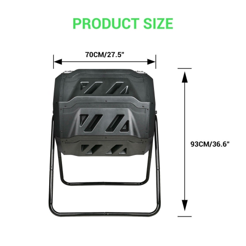 43 Gallon Tumbling Composter Dual Rotating Batch Compost Bin for Outdoor Garden