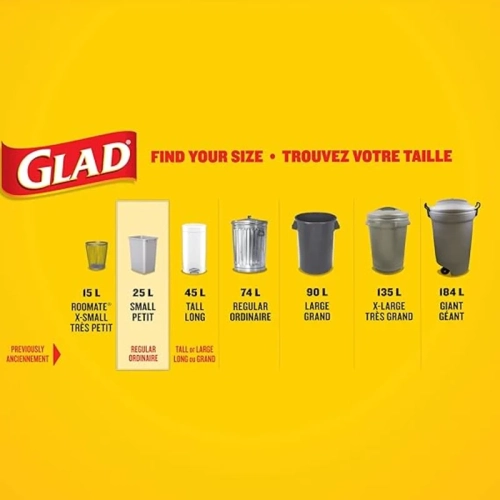 Glad White Garbage Bags - Small 25 Litres - Febreze Fresh Clean Scent - 100 Trash Bags - Made in Canada of Global Components