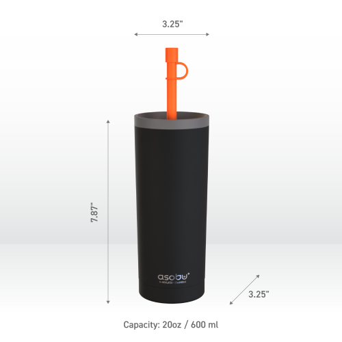 Asobu Superb Sippy Double Wall Stainless Steel Tumbler with Silicone Flexible Straw, 20 Ounces