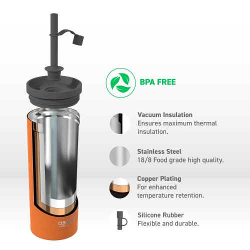 Asobu Superb Sippy Double Wall Stainless Steel Tumbler with Silicone Flexible Straw, 20 Ounces