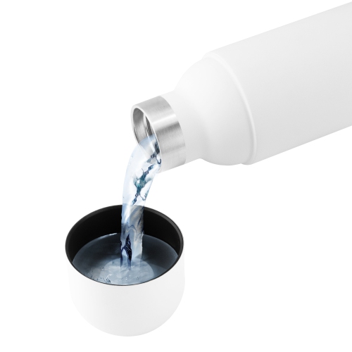 Bouteille d'eau de voyage isotherme à double paroi en acier inoxydable Orb d'Asobu - couvercle pouvant servir de tasse de 14 oz