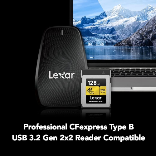 Lexar – Carte mémoire CFexpress de type B Professional de série Or, lecture jusqu’à 1750 Mo/s, capacité 128 Go