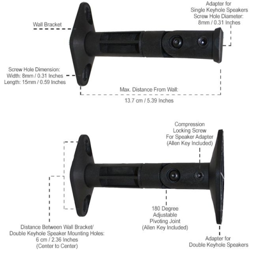 Boost Industries CWSM Universal Home Theater Speaker Brackets, Tilt, Swivel