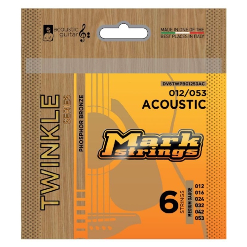 DV Mark Twinkle – Ensemble de 6 cordes pour guitare acoustique, calibre moyen, 80/20 bronze phosphoreux