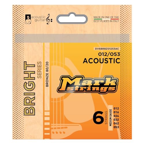 DV Mark Bright – Ensemble de 6 cordes de guitare acoustique, calibre moyen, bronze 80/20