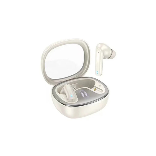 True Wireless In-Ear Earbuds TWS Bluetooth Earphones with Mic Stereo Sound & LED Display, White