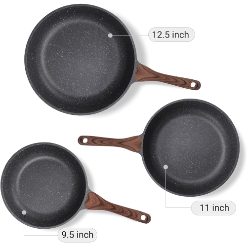 SENSARTE Nonstick Frying Pan Set Nonstick Skillets, Swiss Granite Coating Omelette Pan, Healthy Stone Cookware Chef's Pan, PFOA Free