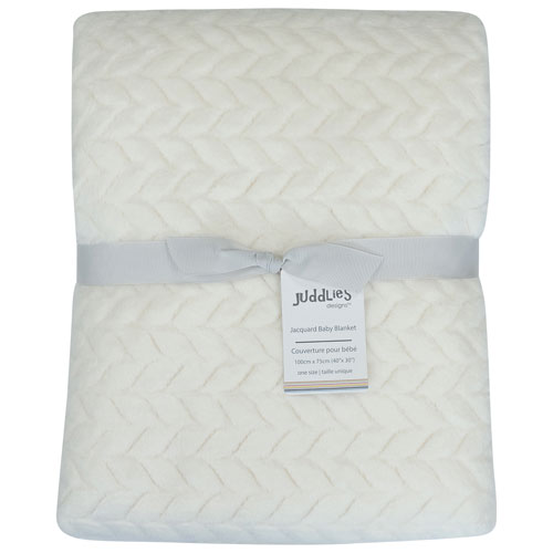 Juddlies Jacquard Flannel Blanket - Off-White