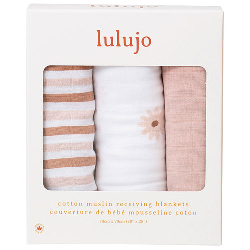 Couvertures à emmailloter en mousseline de Lulujo - Paquet de 3 - Marguerites