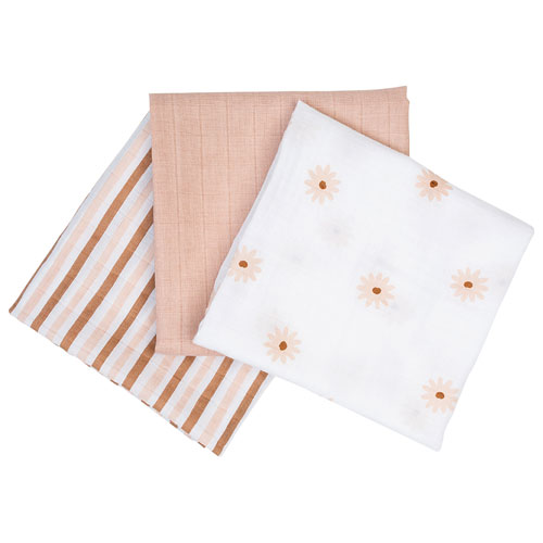 Couvertures à emmailloter en mousseline de Lulujo - Paquet de 3 - Marguerites