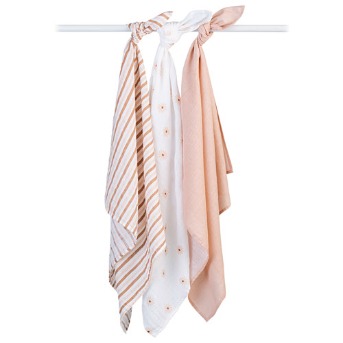 Couvertures à emmailloter en mousseline de Lulujo - Paquet de 3 - Marguerites