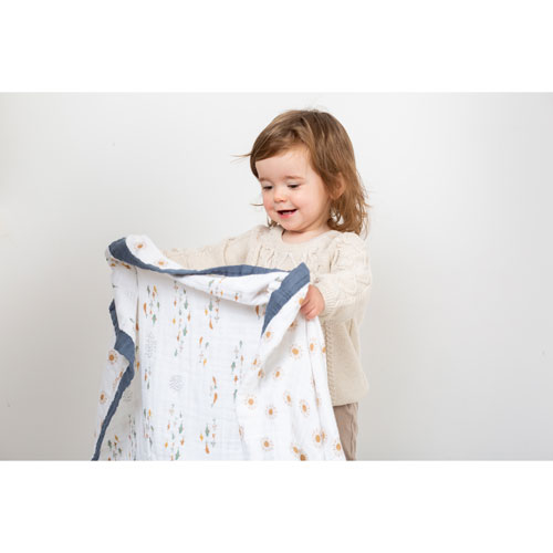 Lulujo Reversible Muslin Blanket - 3-Ply - Sun/Fish