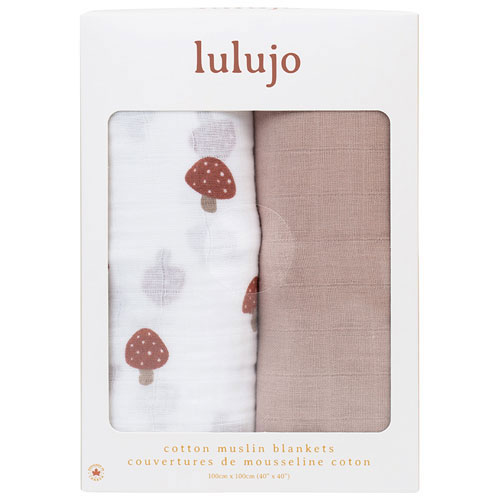 Lulujo Muslin Swaddles - 2 Pack - Mushroom/Sand