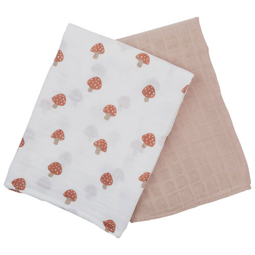 Lulujo Muslin Swaddles - 2 Pack - Mushroom/Sand