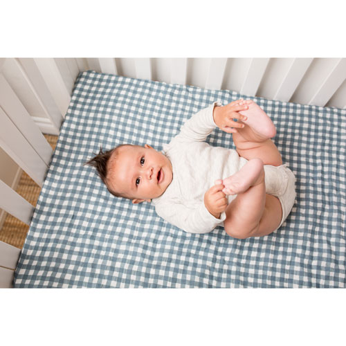 Drap-housse Boho de Lulujo - Lit de bÃ©bÃ© - Guingan bleu marine