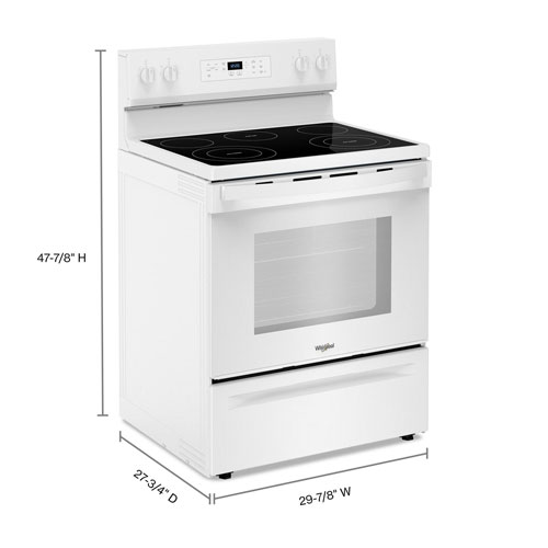 Whirlpool 3 Series 30" 5.3 Cu. Ft. Self-Clean 5-Elements Freestanding Electric Range (YWFES3330RW)- White