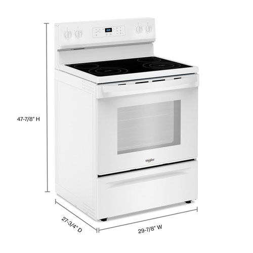 Cuisinière électrique autonome à 4 éléments avec four autonettoyant 5,3 pi³ 30 po série 3 de Whirlpool - Blanc