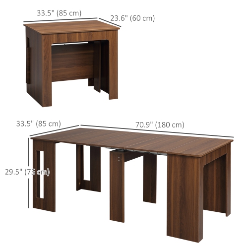 HOMCOM – Table à dîner extensible, table de cuisine extensible pour petits espaces, 6 places pour un maximum, brun clair
